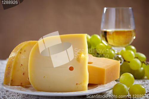 Image of cheese and wine