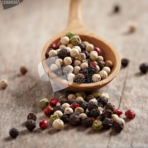 Image of pepper in wooden spoon