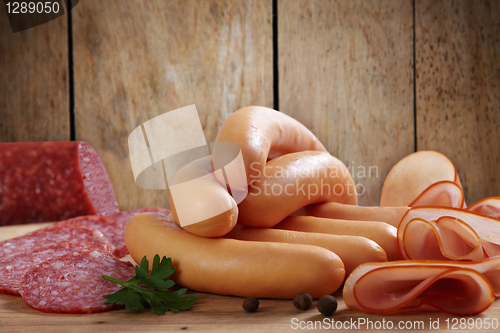 Image of sausages and meat