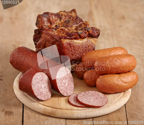 Image of sausages and meat