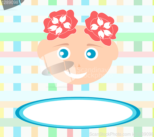 Image of smiling cute baby girl with abstract bakground