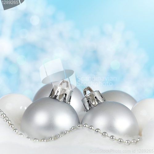 Image of silver christmas baubles