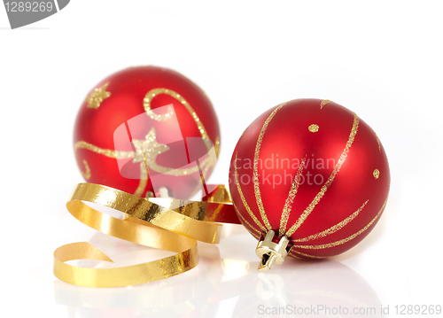 Image of red christmas baubles