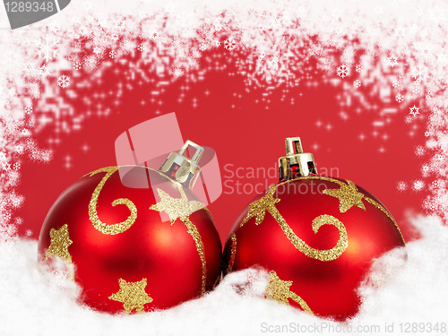 Image of red christmas baubles