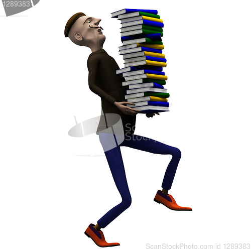 Image of Teacher carryng a pack of history books