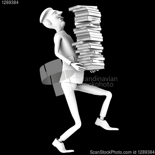 Image of Teacher carryng a pack of history books