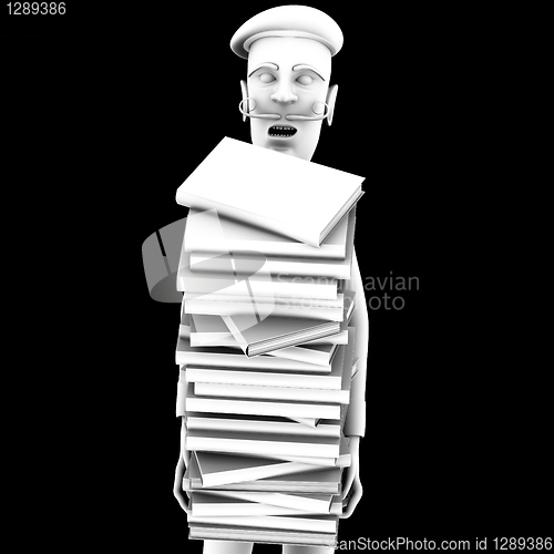 Image of Teacher carryng a pack of history books