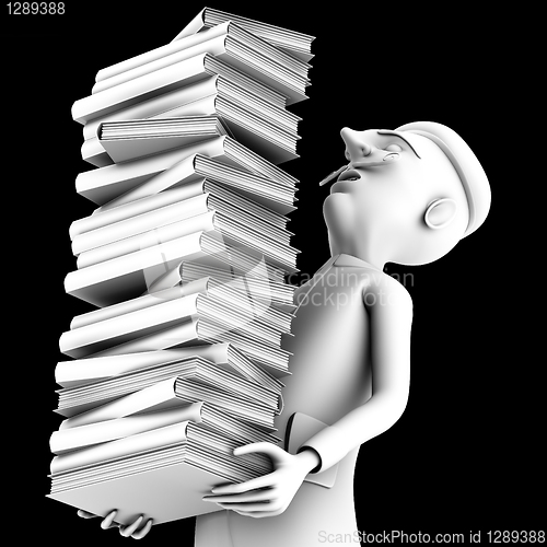 Image of Teacher carryng a pack of history books
