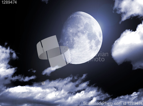 Image of nightly sky with large Lunar