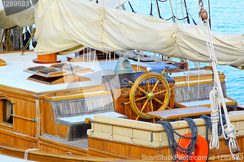 Image of Sail ship wheelhouse