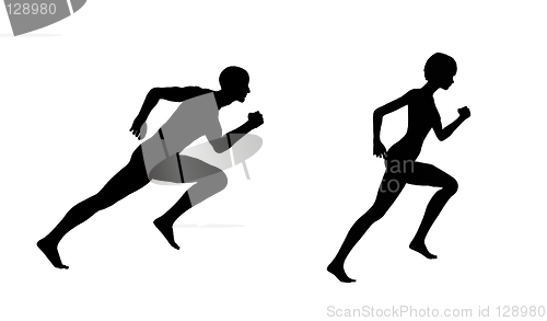 Image of Silhouette Man Woman Run