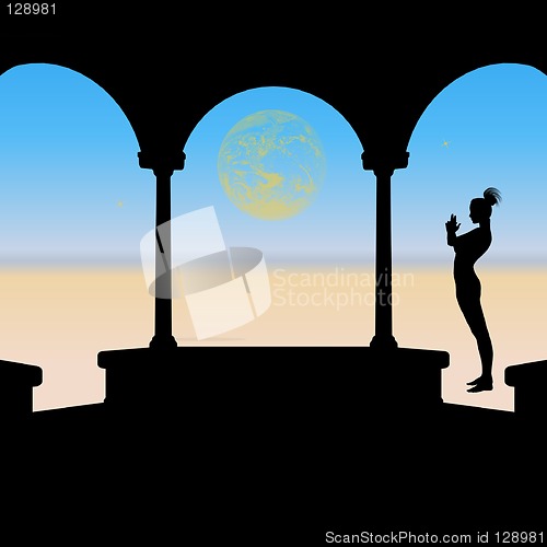 Image of Woman Meditation Silhouette