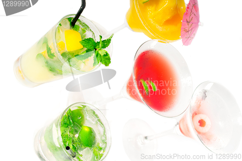 Image of group of cocktails drink isolated on white