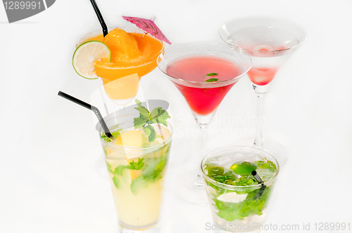 Image of group of cocktails drink isolated on white