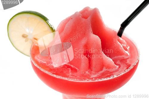 Image of frozen strawberry margarita daiquiri isolated on white