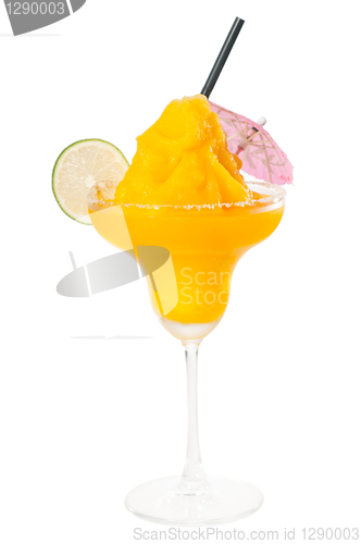 Image of frozen mango margarita daiquiri isolated on white