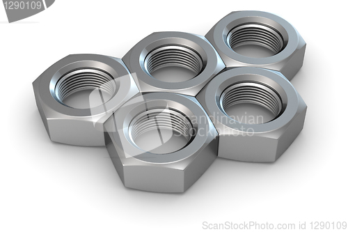 Image of Five metal nuts