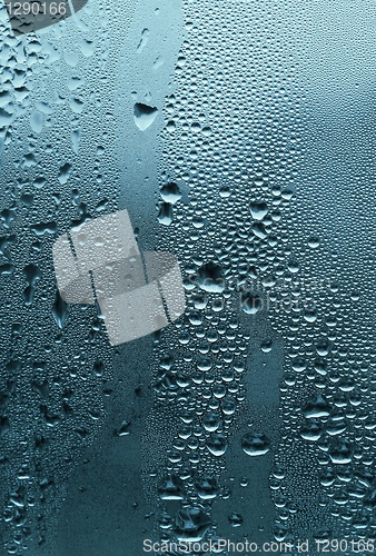 Image of natural water drops on glass