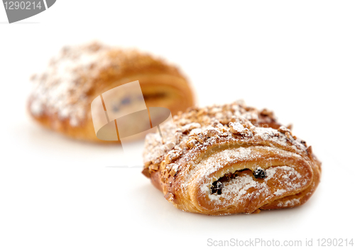 Image of two sweet buns on white background