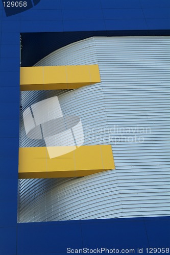 Image of Detail of blue and yellow building