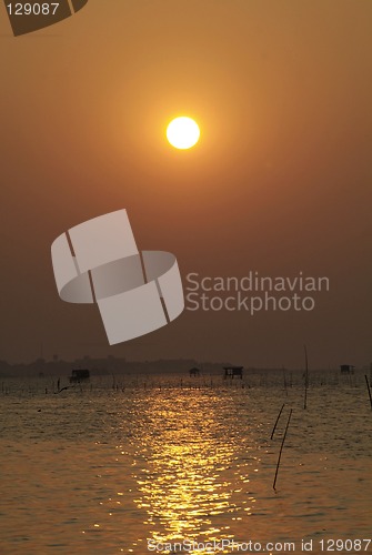 Image of Golden sunset at Gulf of Siam