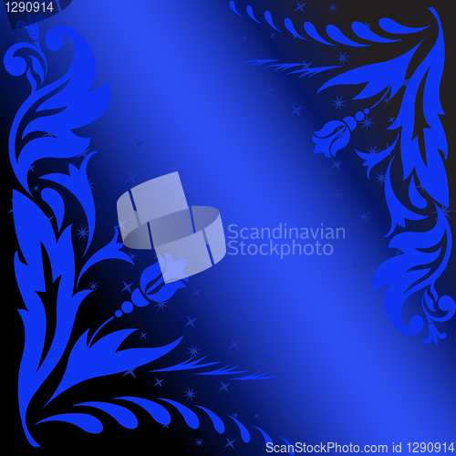 Image of blue flowers on black