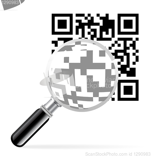 Image of QR code with loupe