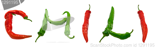 Image of CHILI text composed of peppers