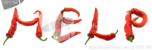 Image of HELP text composed of chili peppers
