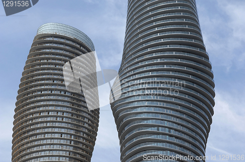 Image of Close-up of round high rises.