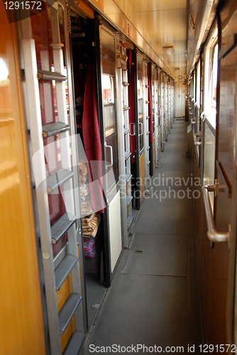 Image of Train wagon corridor