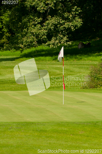 Image of Golf Green With Flag