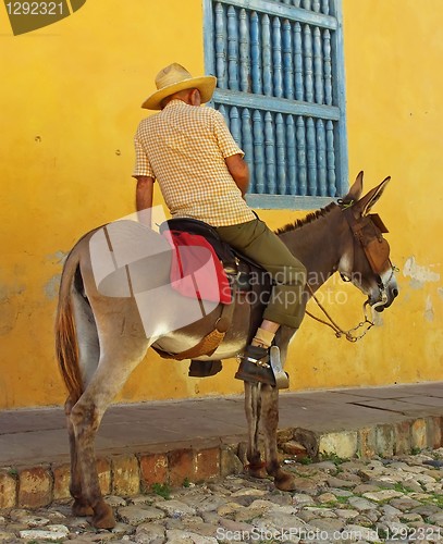 Image of Cuban man on a donky