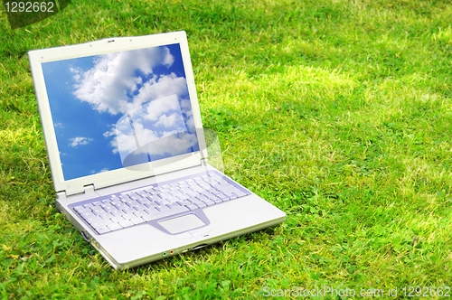 Image of laptop and blue sky