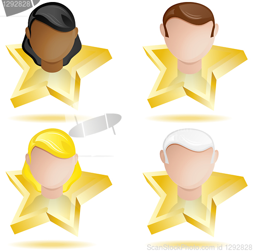 Image of Successful People Head on Golden Star