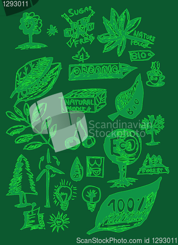 Image of bio and nature symbols 