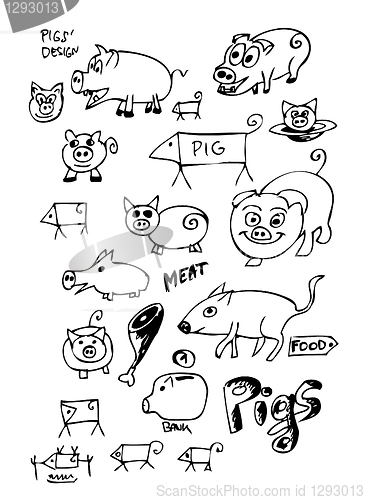 Image of hand drawn pigs collection