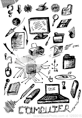Image of hand drawn computer icons 