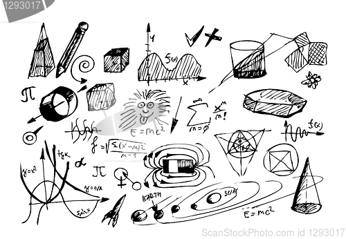 Image of hand drawn math and physic symbols