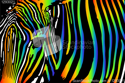 Image of zebra in rainbow colors
