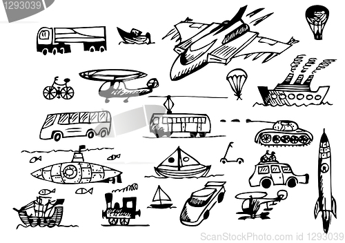 Image of hand drawn transportation icons