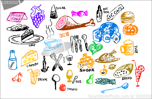 Image of hand drawn food icons