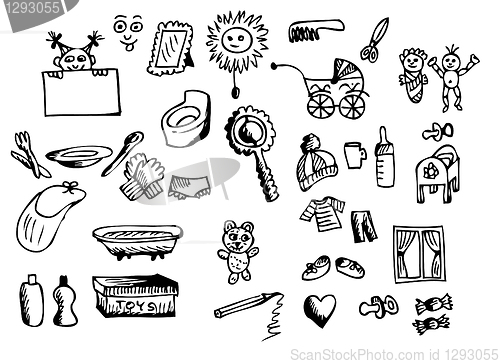 Image of hand drawn baby icons 