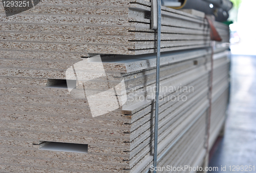 Image of sawed pieces a wood-shaving plate