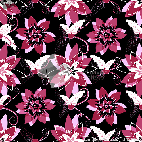 Image of Seamless black floral pattern