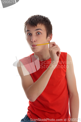 Image of Boy stretching a jelly snake candy