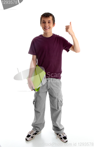 Image of Teen boy or student with thumbs up