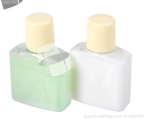 Image of Two cosmetic cream in transparent bottles