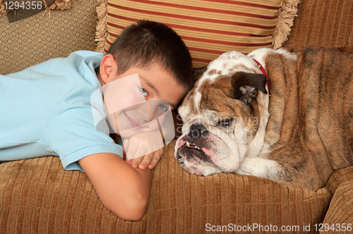 Image of Bulldog and Boy