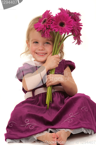 Image of Little Girl and Flowers